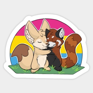 Pansexual - Fennec Fox + Red Panda Hug Sticker